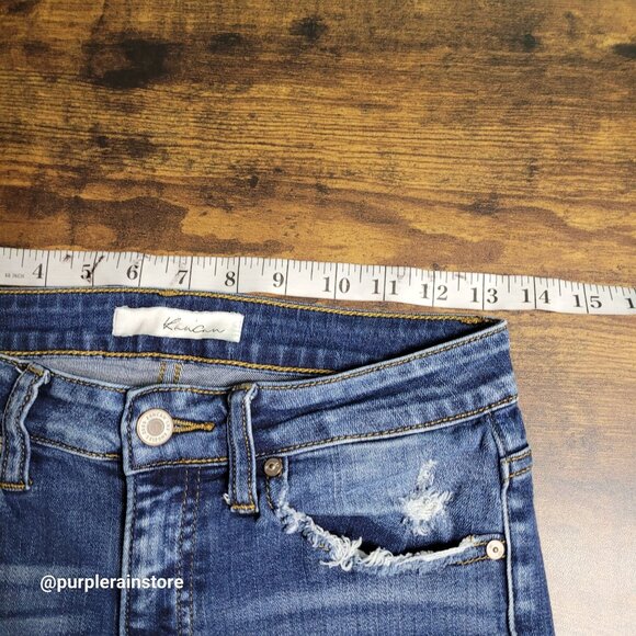 Kancan Jeans Size 26 Skinny Mid Rise Raw Hem Medium Light Wash Stretch Denim - Picture 6 of 12